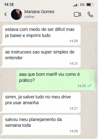 Depoimento de Mariana Gomes no WhatsApp